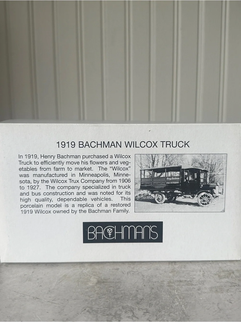 Dept 56 1919 BACHMAN WILCOX TRUCK New Heritage Village Accessory Vehicle #8803